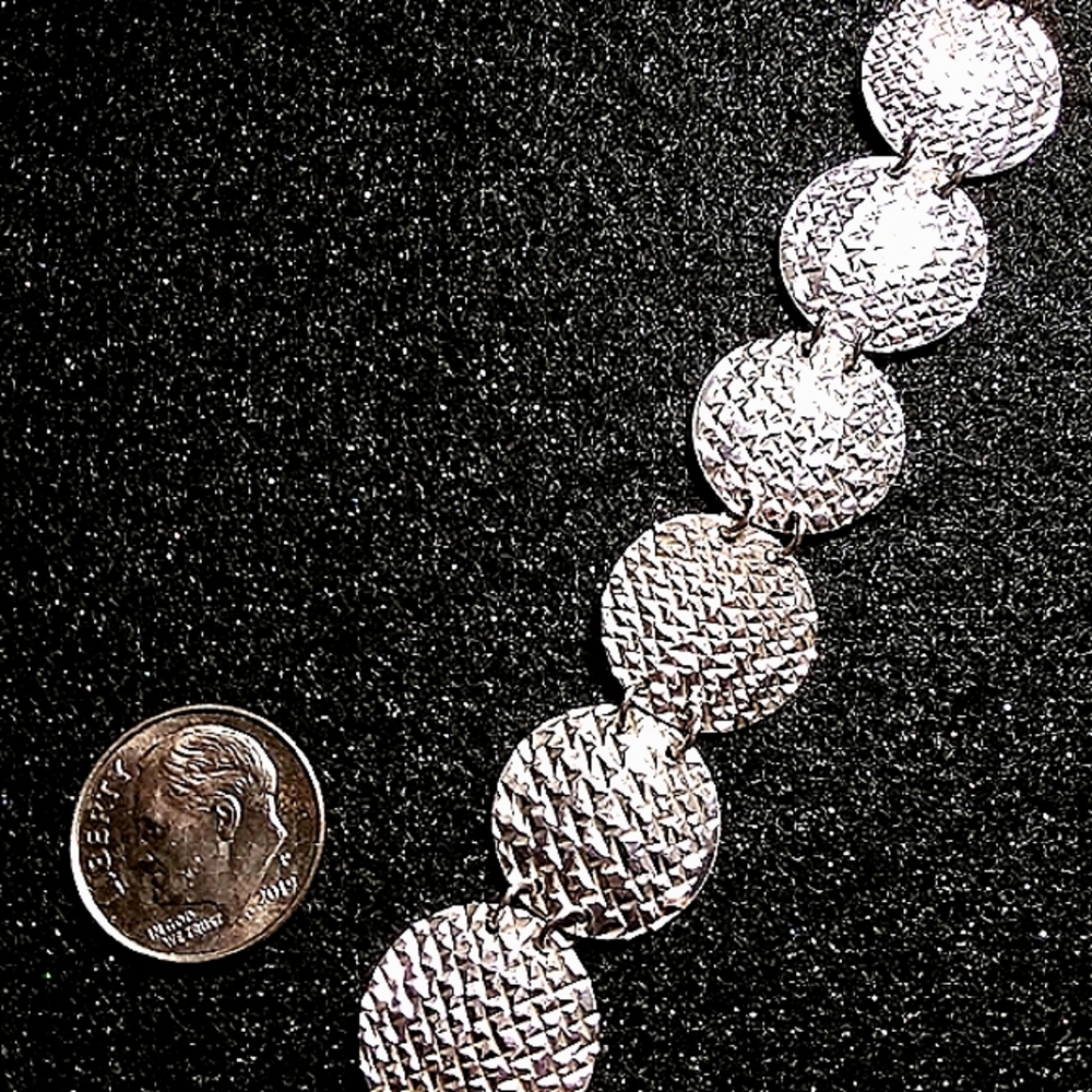 Sterling Silver Diamond Cut Disc Link Bracelet